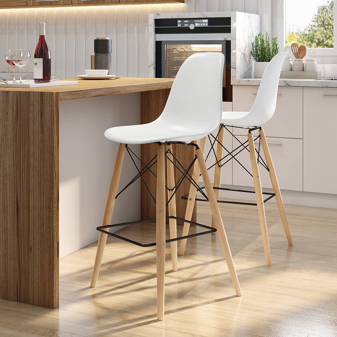 Adiko Leatherette Bar Stool (Tan Colour)