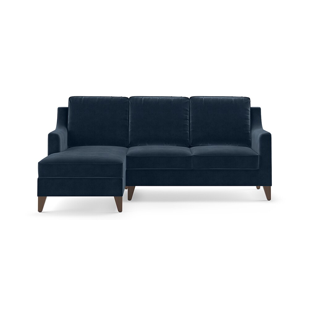 Abbey Sectional Sofa (Colour : Sea Port Blue Velvet, Cushion : Soft, Seater : Left Aligned 2 Seater + Left Aligned Chaise)