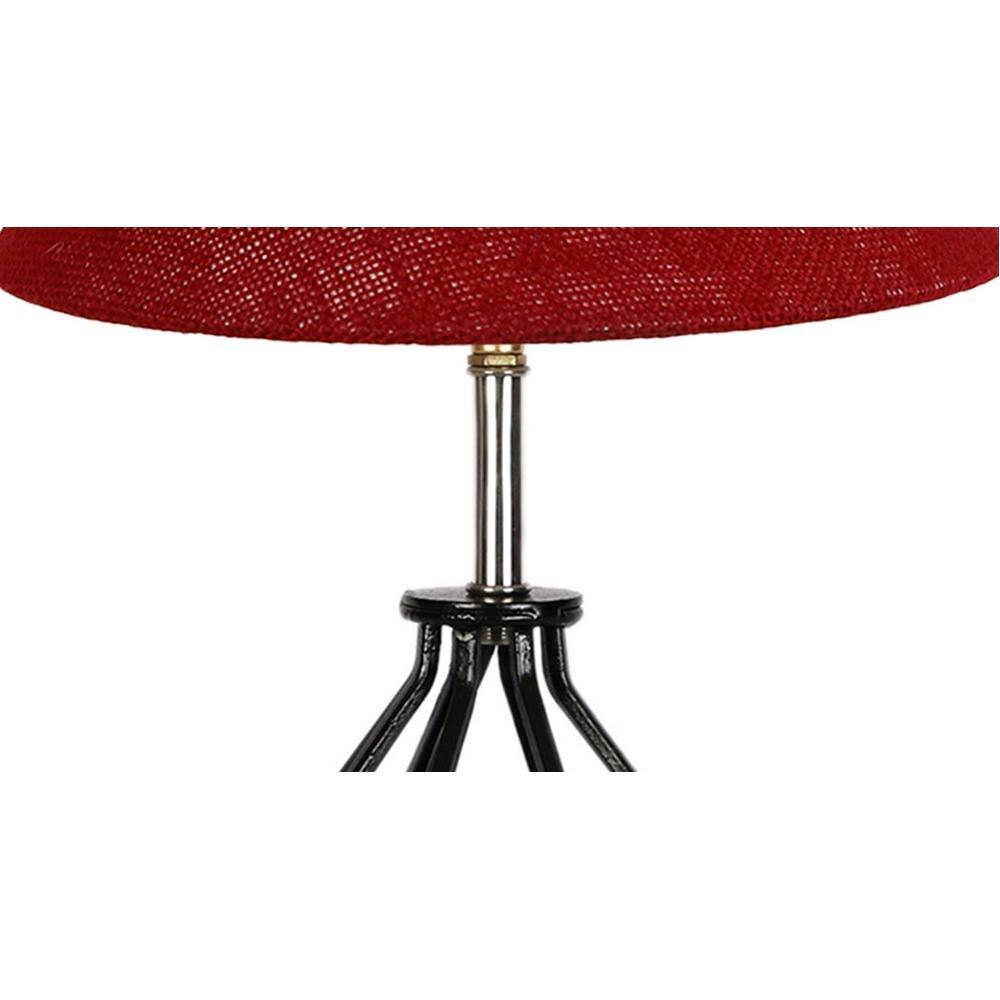 Aniya Maroon Jute Table lamp with Wood & Iron Base