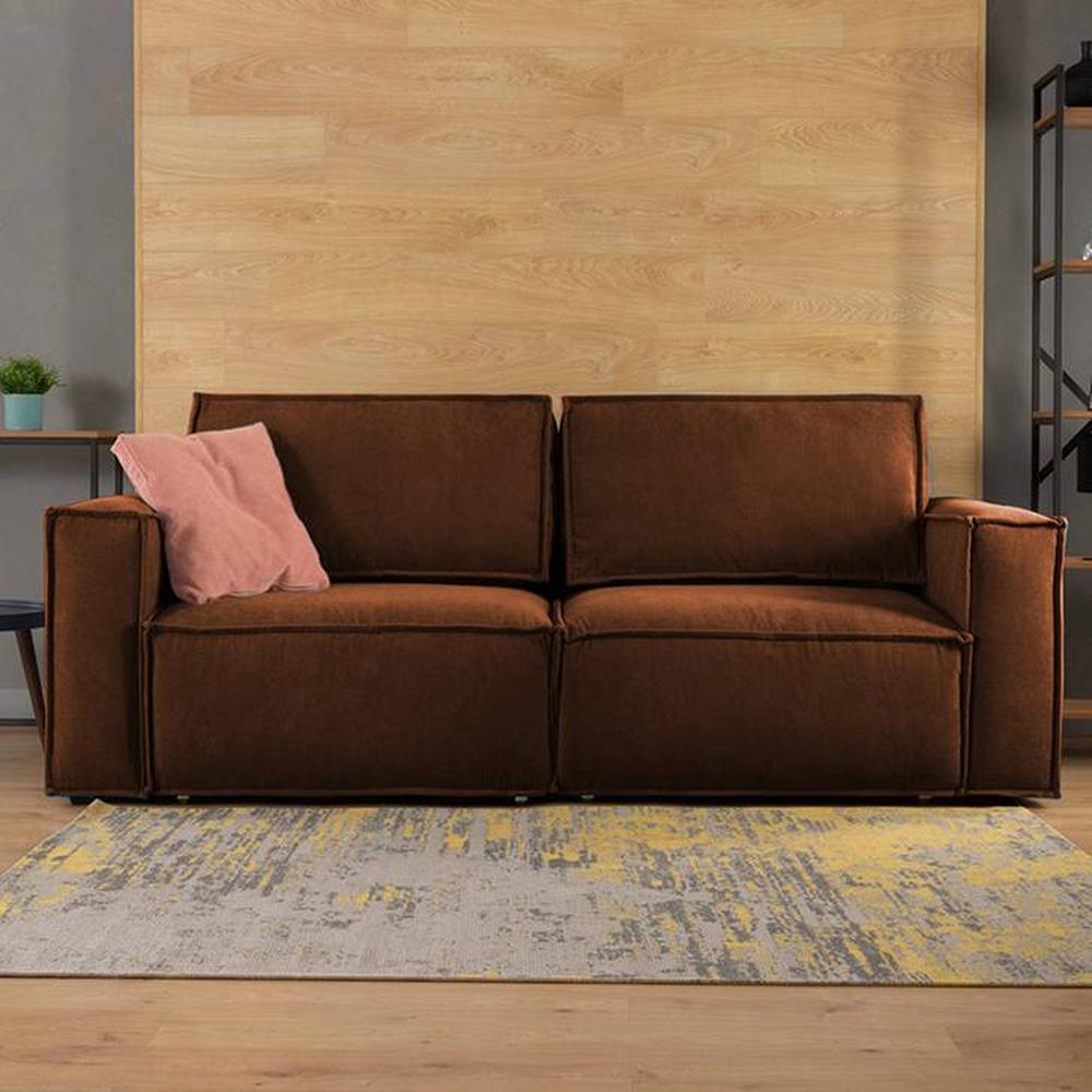 Skult 3 Pull Out Sofa Cum Bed In Brown Colour