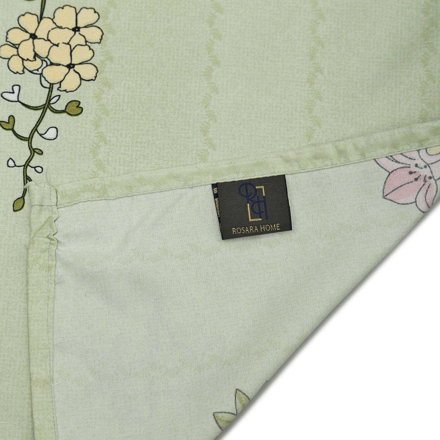 Light Green Floral 180 TC Flat 1 Queen  Bedsheet with 2 Pillow Covers