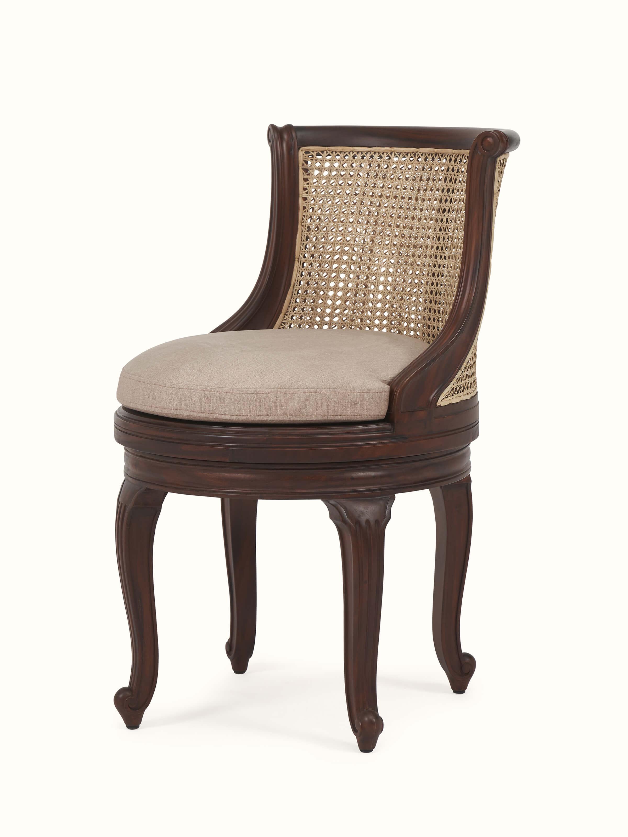 Upholstered Mahagony Wood Study Chair