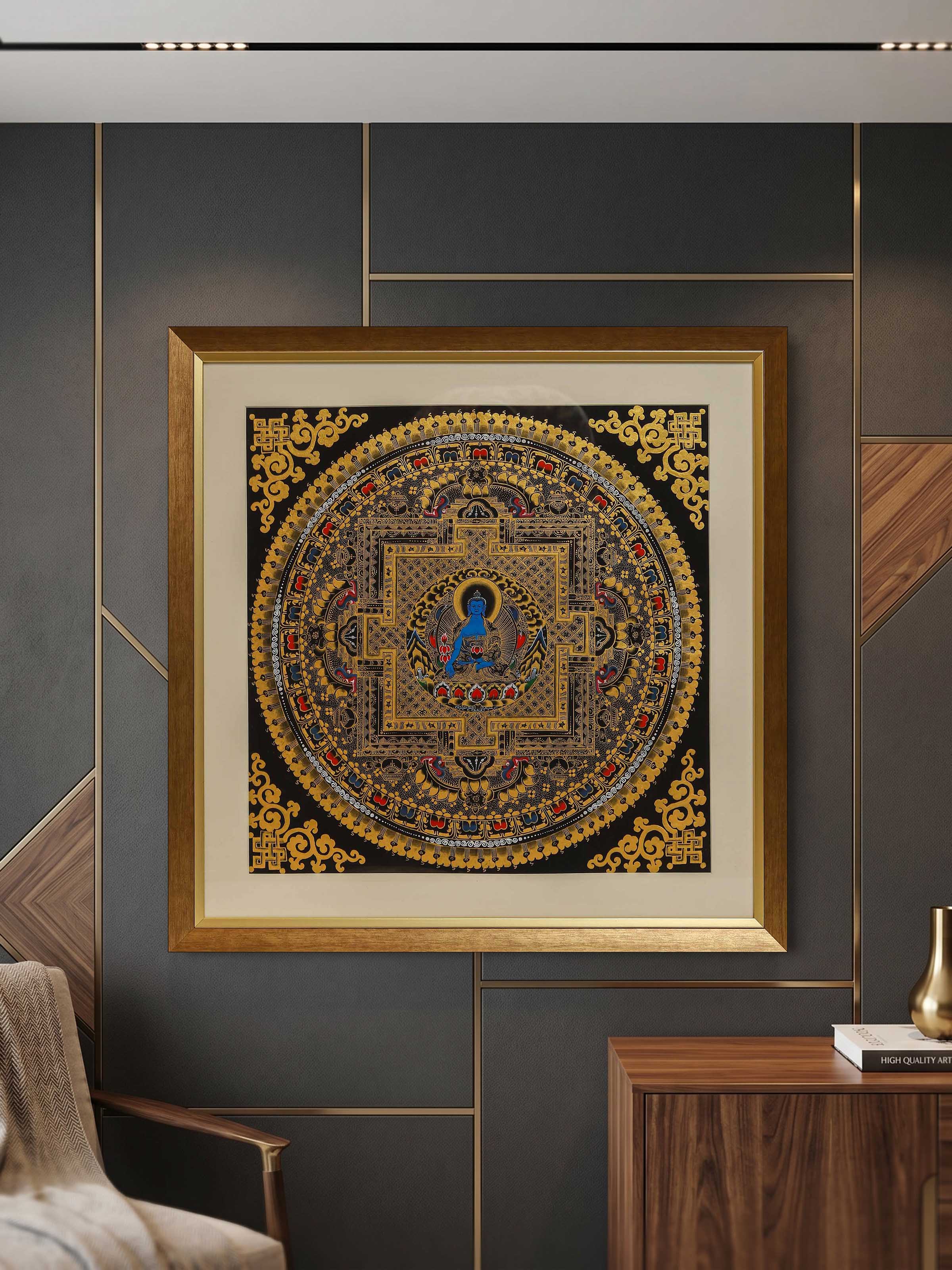 Medicine Buddha with Mantra Thangka Painting