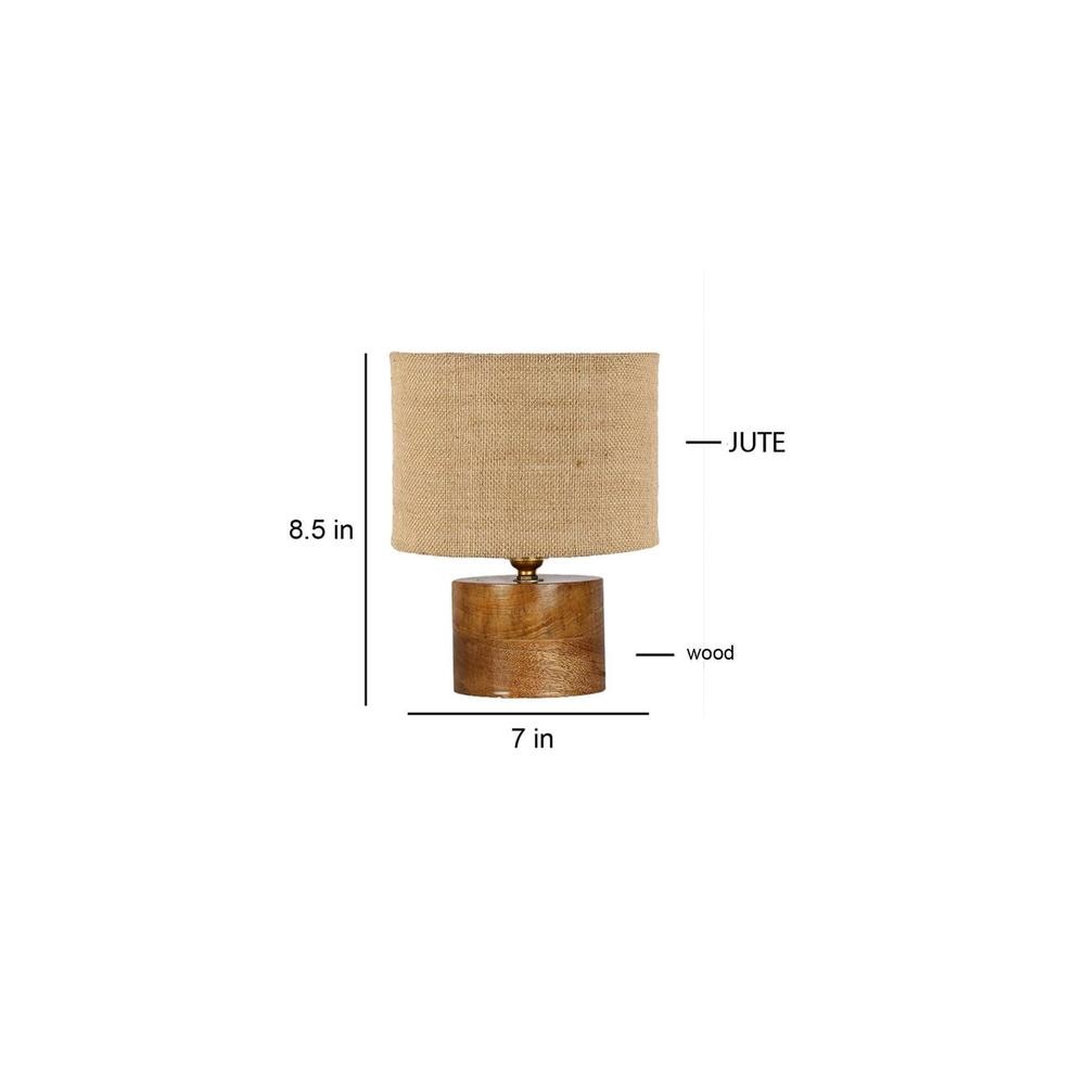 Cullen Beige Jute table lamp with Natural Wood Base