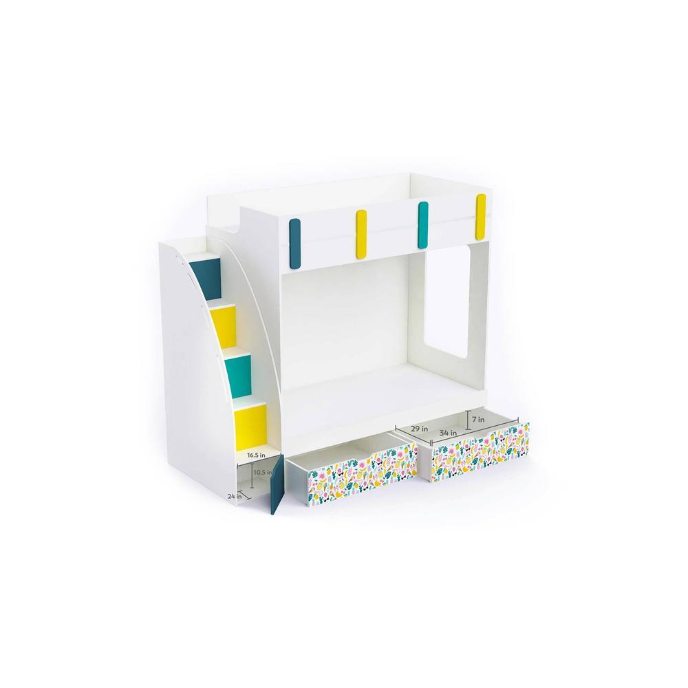 Pinwheels Bunk Bed with Storage in Oak Colour BKBB046