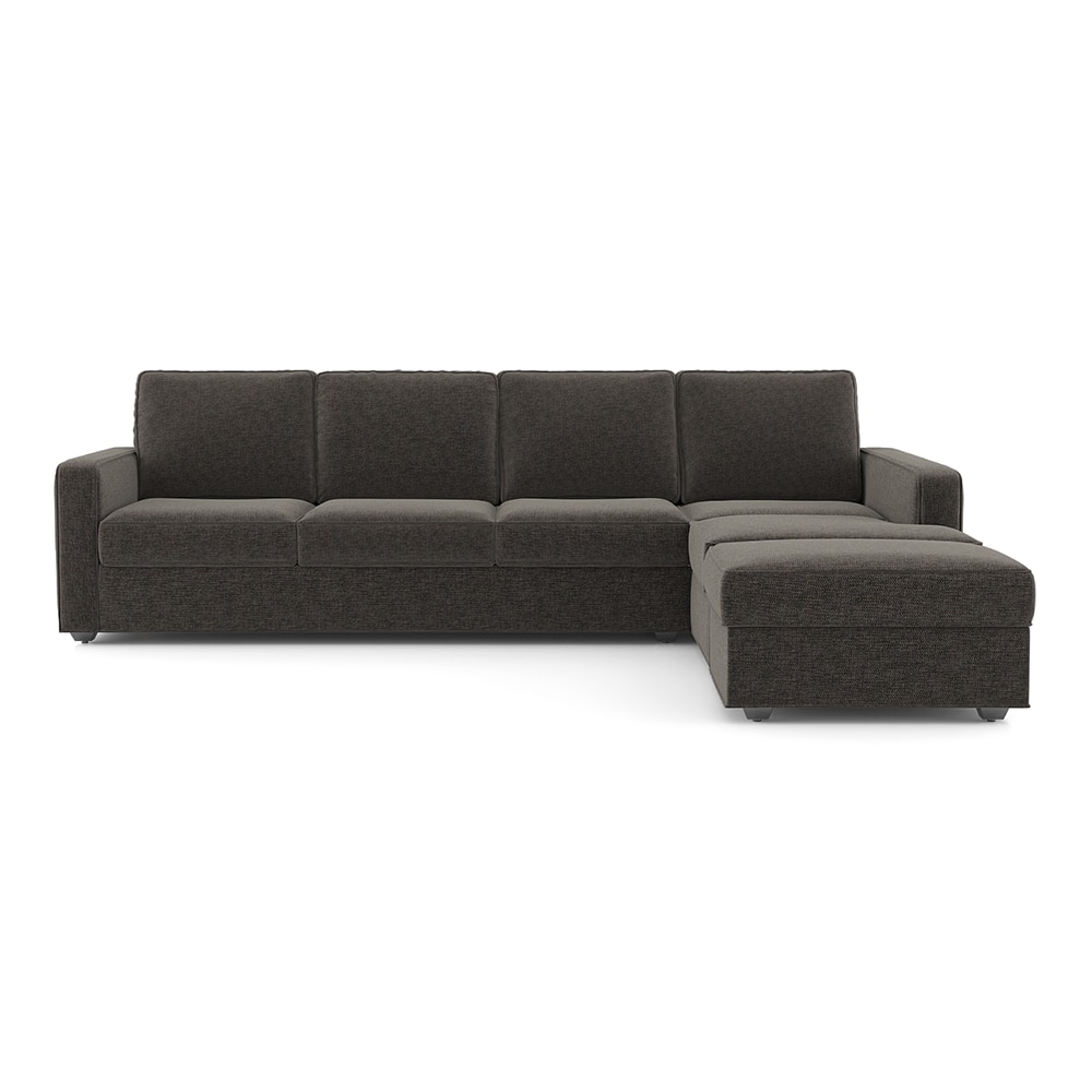 Apollo Sofa (Colour : Smoke, Cushion : Hard, Back Type : Regular, Seating Capacity : Right Aligned 3 Seater + Right Aligned Chaise + Ottoman)