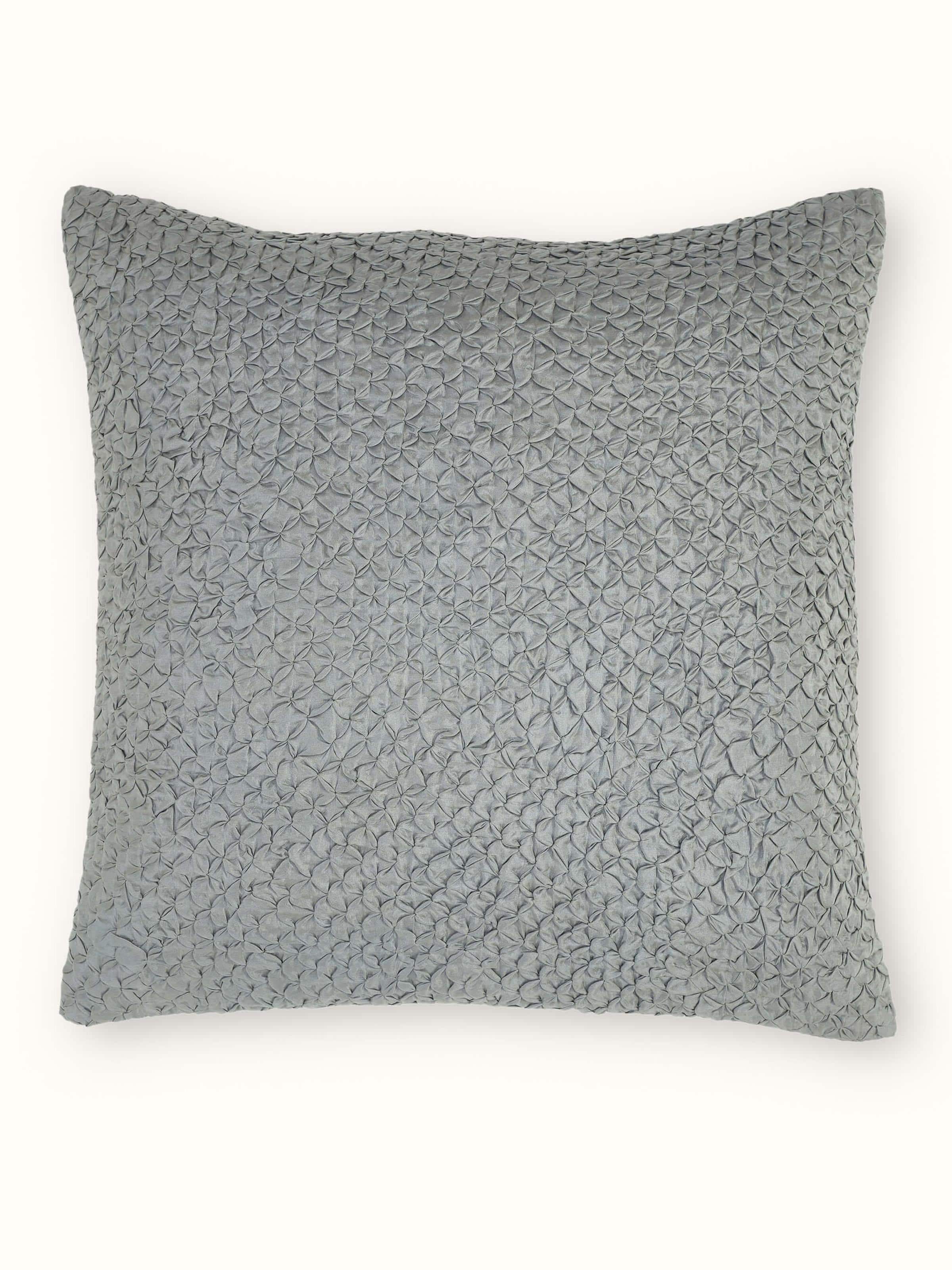 Svarupa Grey Textured Silk Bandhani Tie & Dye Cushion Cover