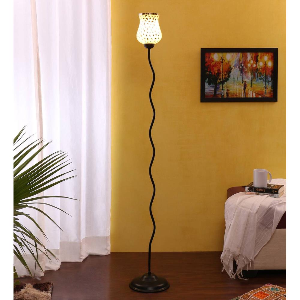 Lennox Black Glass Shade Floor Lamp - Devansh