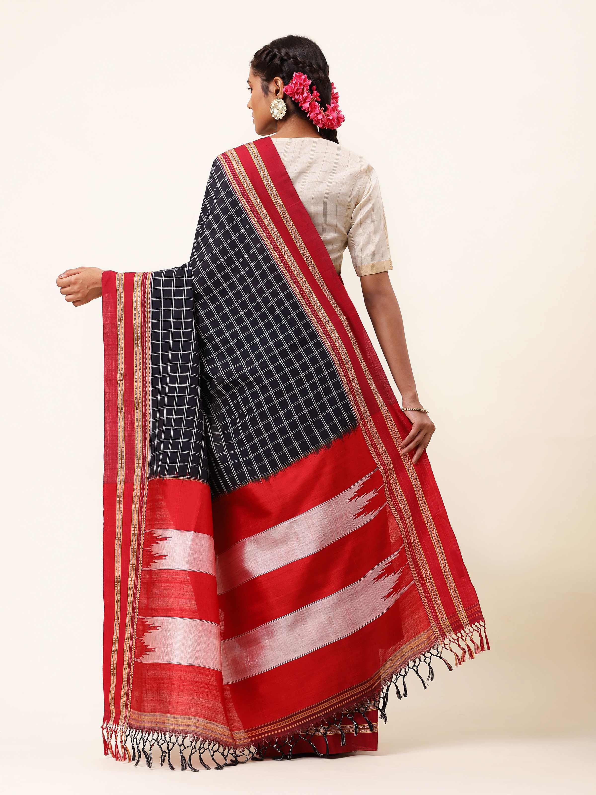 Black Cotton Silk Ilkal Saree