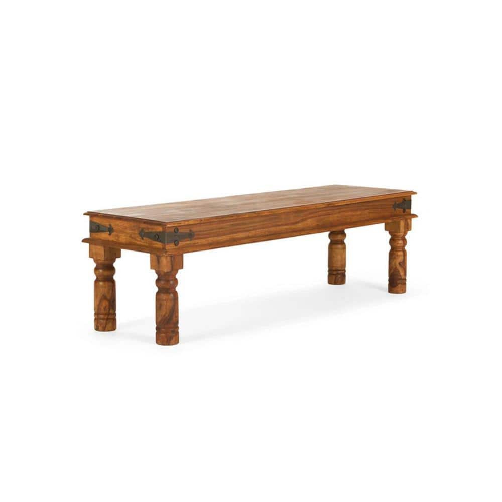 Carroll  Sheesham Wood Bench In Honey Oak Finish