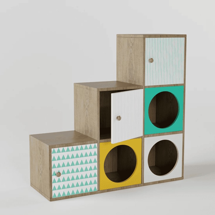 Noughts & Dots Step Storage Cabinet In Oak Colour