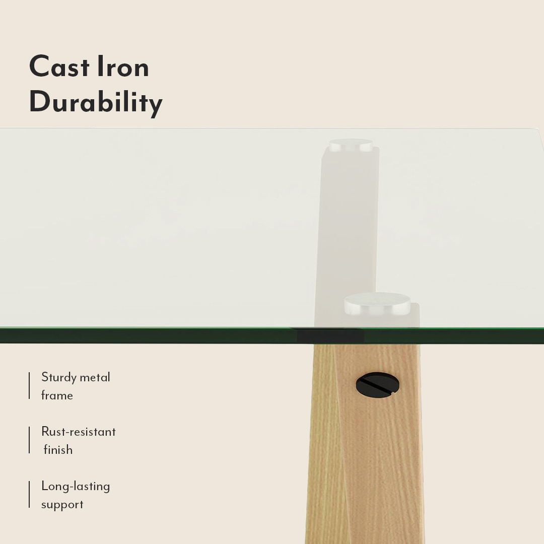 Nobu 6 Seater Glass Top Dining Table With Set Of 6 Ormond Chairs (Colour- White, Finish- Brown)