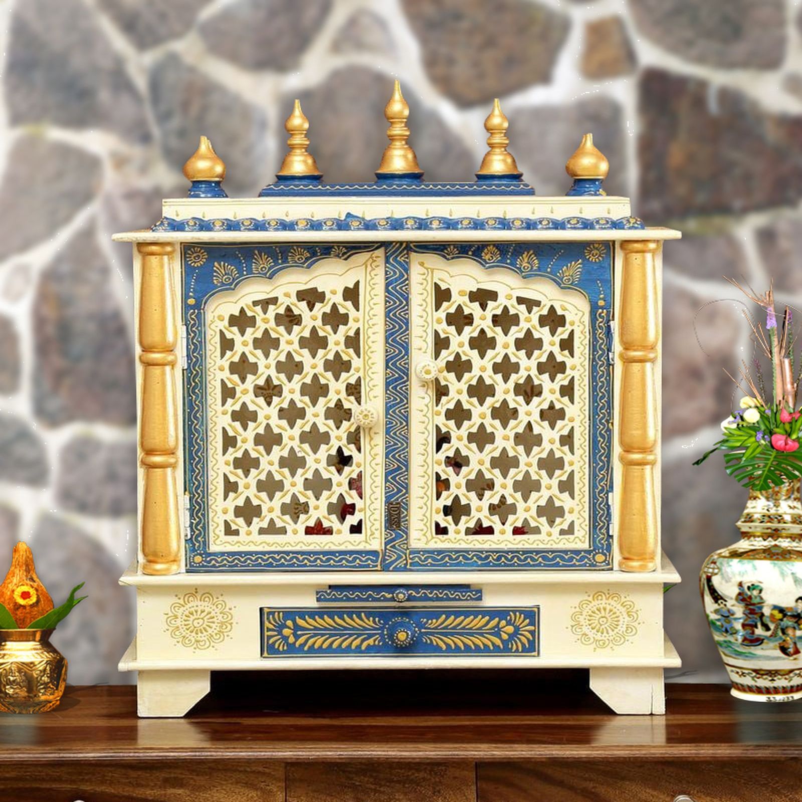 D'Dass Sheesham and Mdf Wooden Home Temple For Pooja Mandir For Home - D'DASS