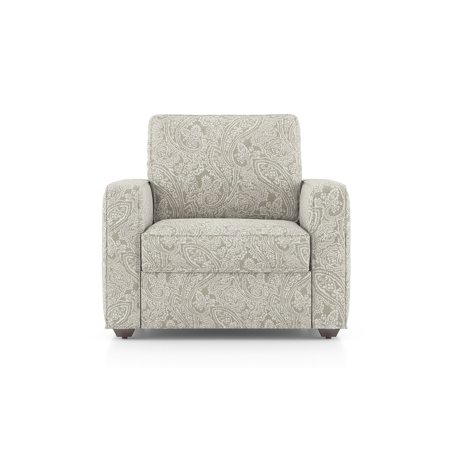 Apollo High Back 1 Seater Fabric Sofa in Monochrome Paisley Colour - Urban Ladder