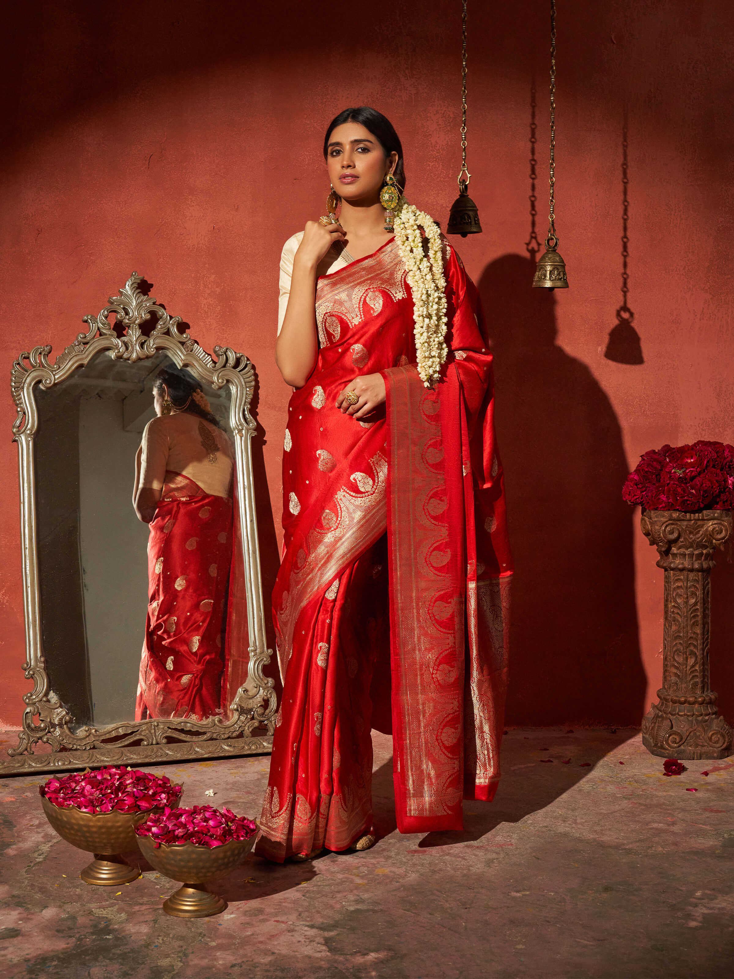 Red Gajji Silk Banarasi Saree