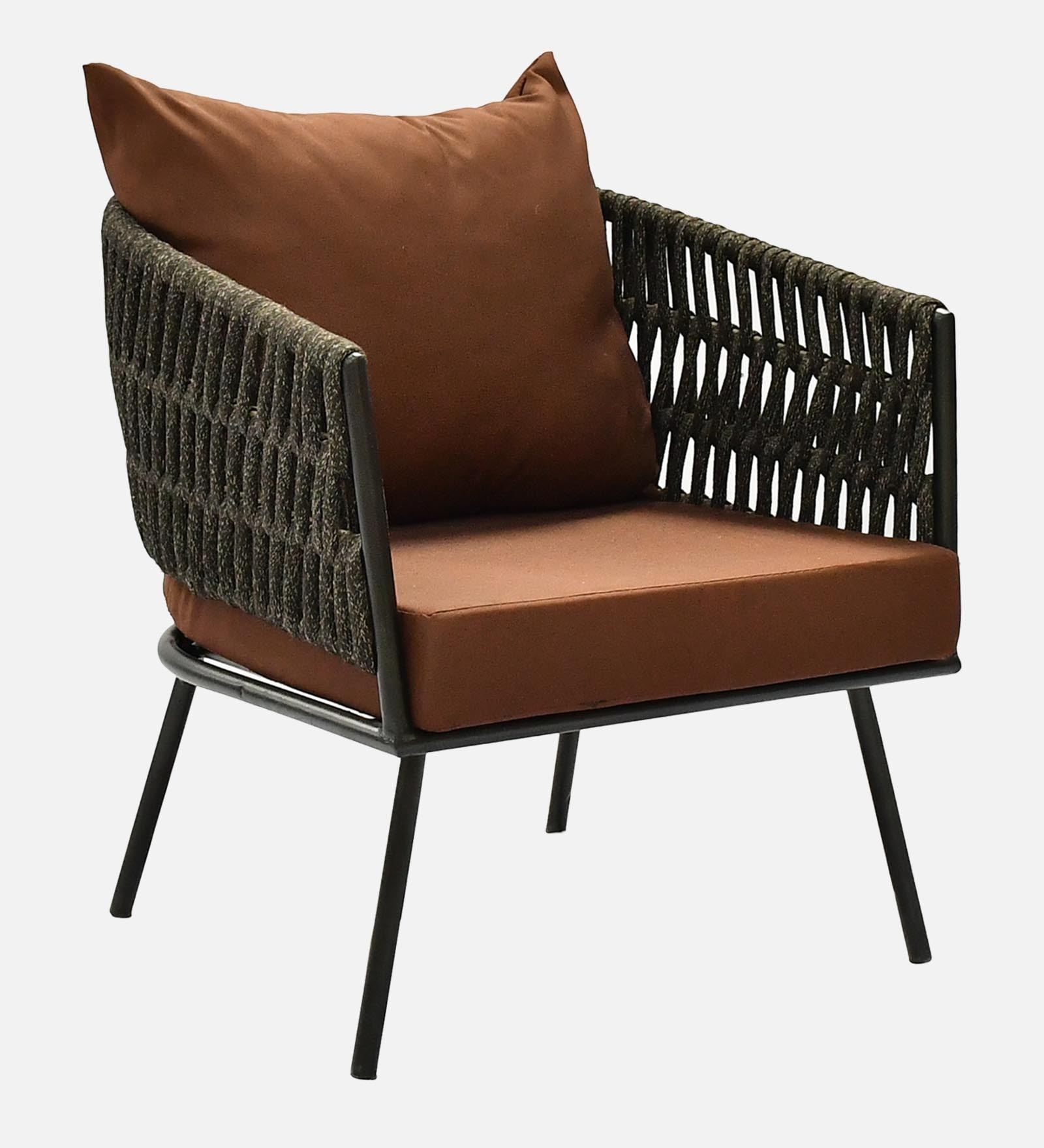 Bibao 2+1+1 Seater Rope Sofa Set in Charcoal and Brown Finish