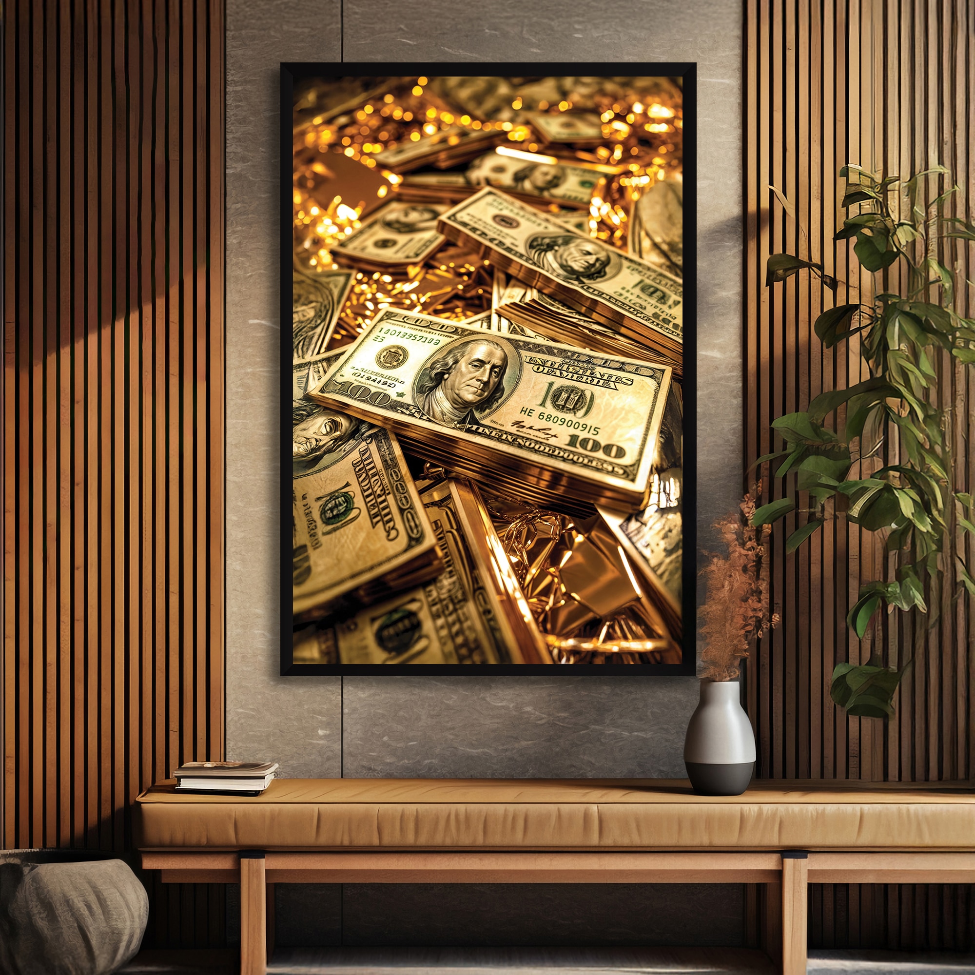 The Castle Decor Luxury Money Wall Art Framed Painting 20x30 Inch-picture-17