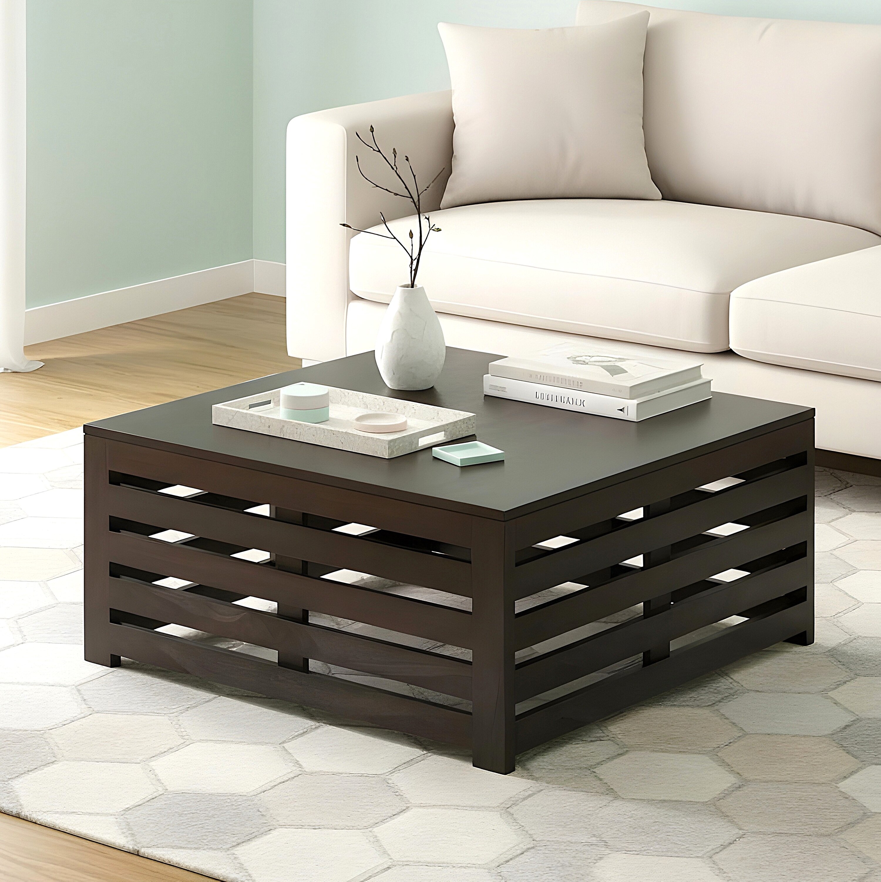 Kingsville Sheesham Wood Coffee Table In Mahogany Finish