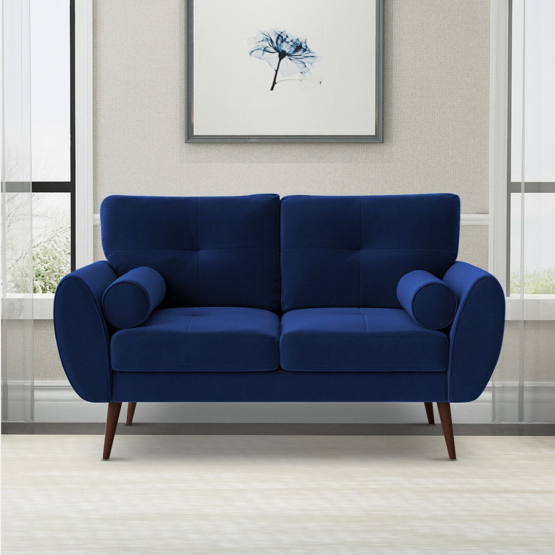 Faro Velvet 2 Seater Sofa in Navy Blue Colour
