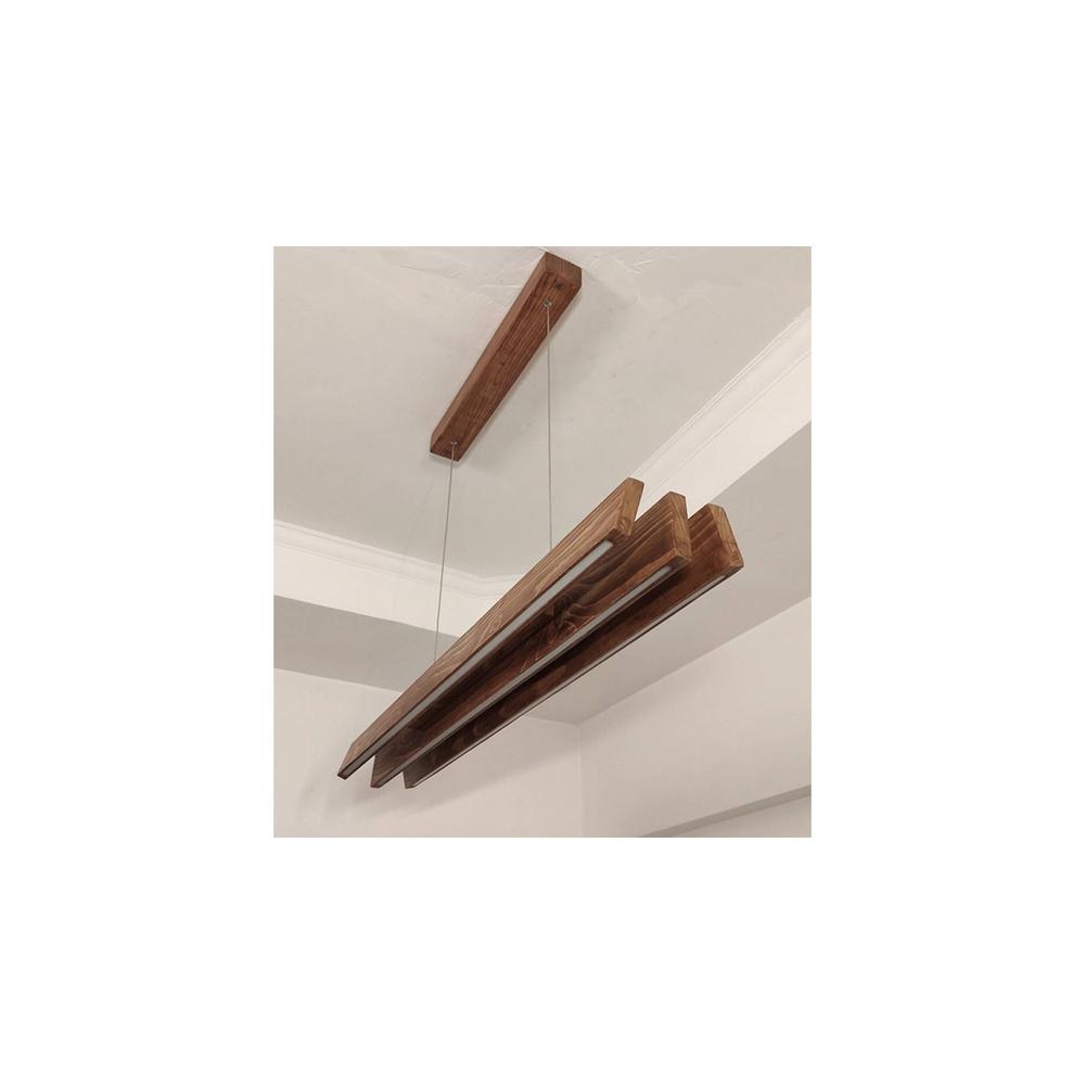 Slimline 36 Trio Brown Solid Wood Cluster Hanging Light