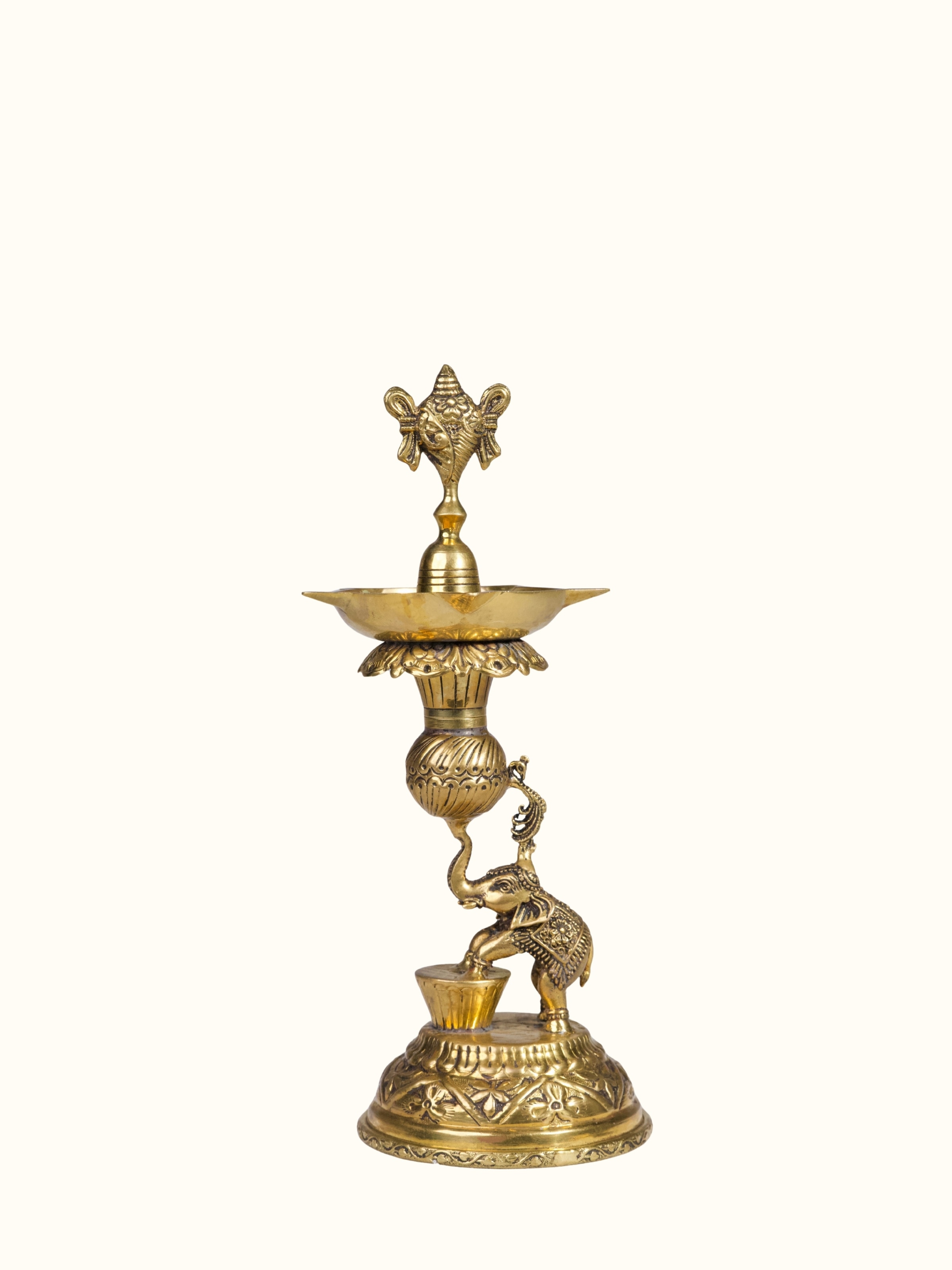 Back view of Traditional Brass Gajanan Vilakku