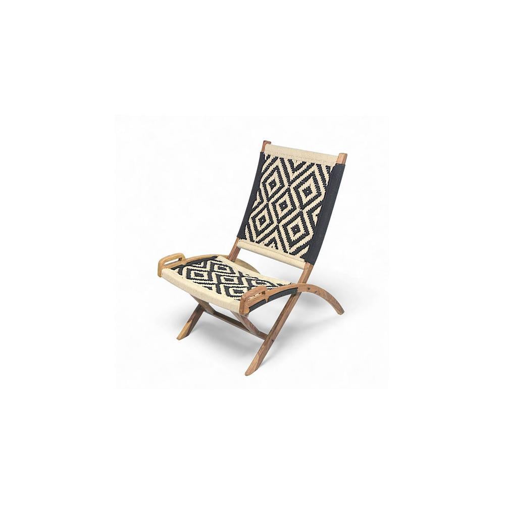 Natwest Sheesham Wood Relaxing Maachi Chair in Black & White Canning