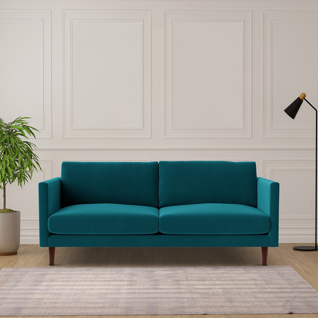 Tharoli Velvet 2 Seater Sofa Teal in Blue Colour - Home Lifestylez