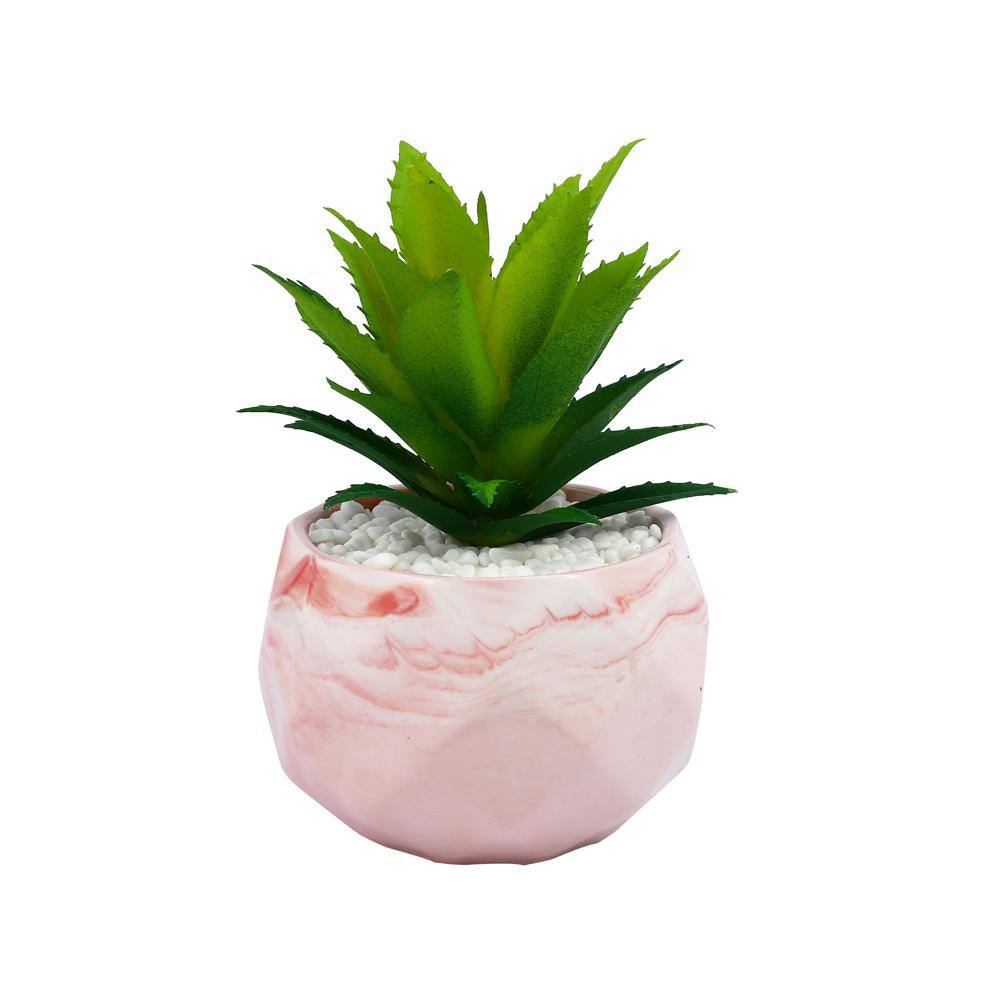 Pink 1 Pieces Aloe Vera Artificial Plant With Pot