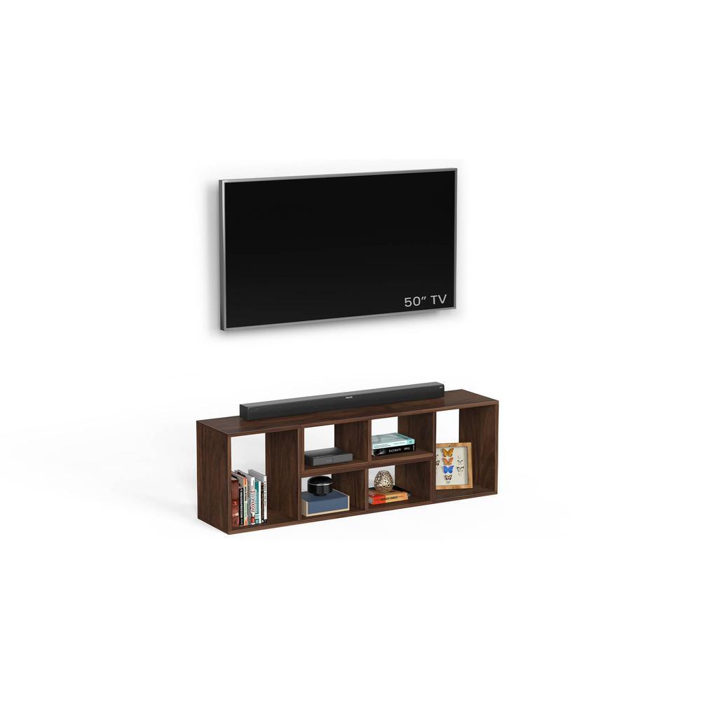 Petel Engineered Wood TV Entertainment Unit/Versatile Adjustable TV Stand & Storage Unit with 6 Compartments & Adjustable L-Shaped Shelves DIY Ideal Upto 65 Inches TV (Brown Maple)