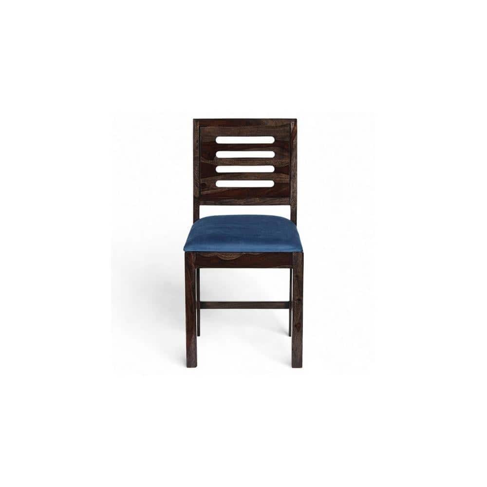 Rosslyn Sheesham Wood Dining Chair in Mahogany Finish & Navy Blue Velvet Cushion Seat