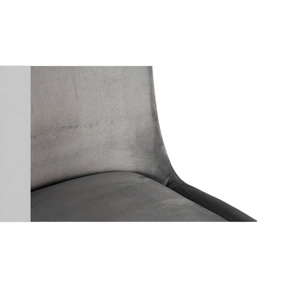 Rosslyn wood Set of 2 Dining Chairs in Iron Grey Velvet Upholstery with MAHAGONY FINISH