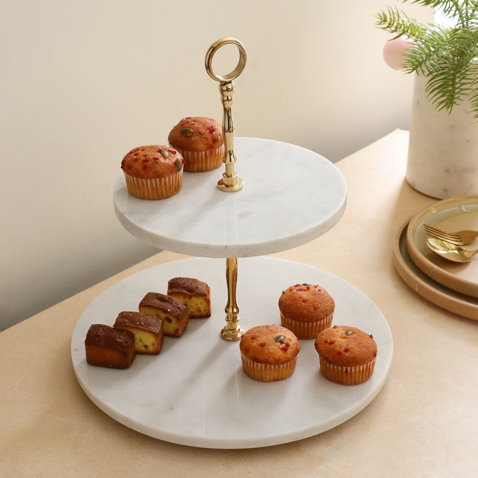 Marble Harmony Two-Tier Display