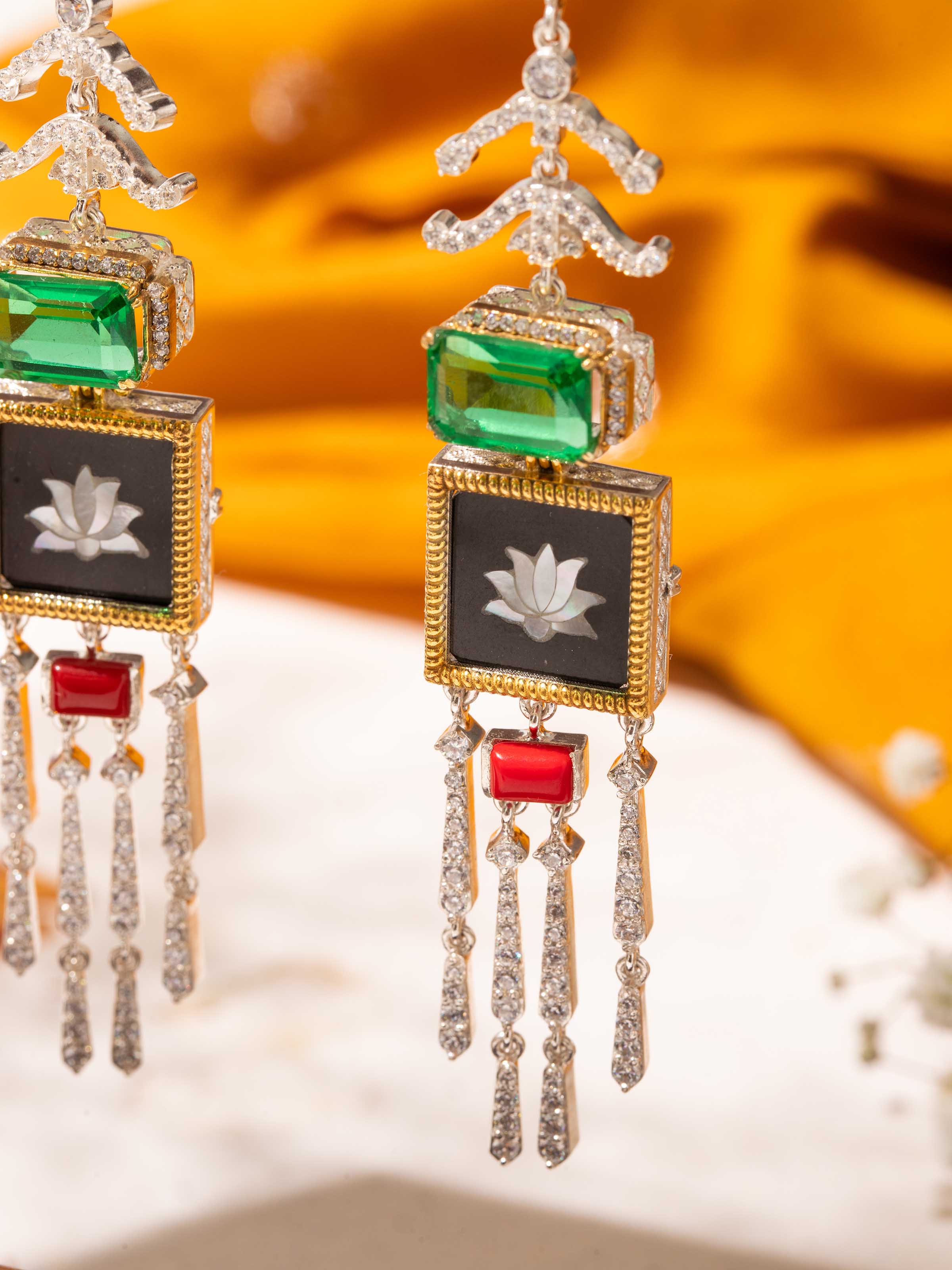 Back view showing the finishing and structure of the earrings.