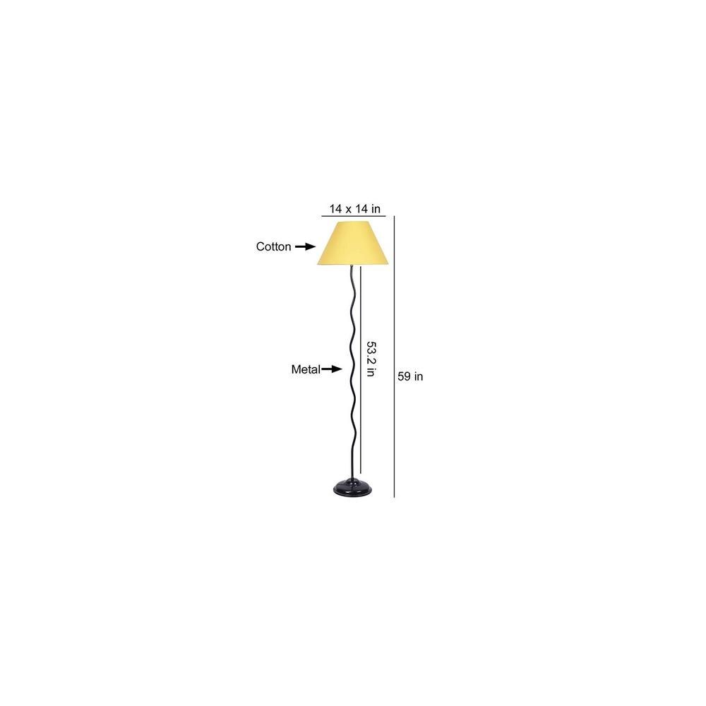 Ida Zig Zag Iron Floor lamp with Cotton Conical Yellow shade (Z34)