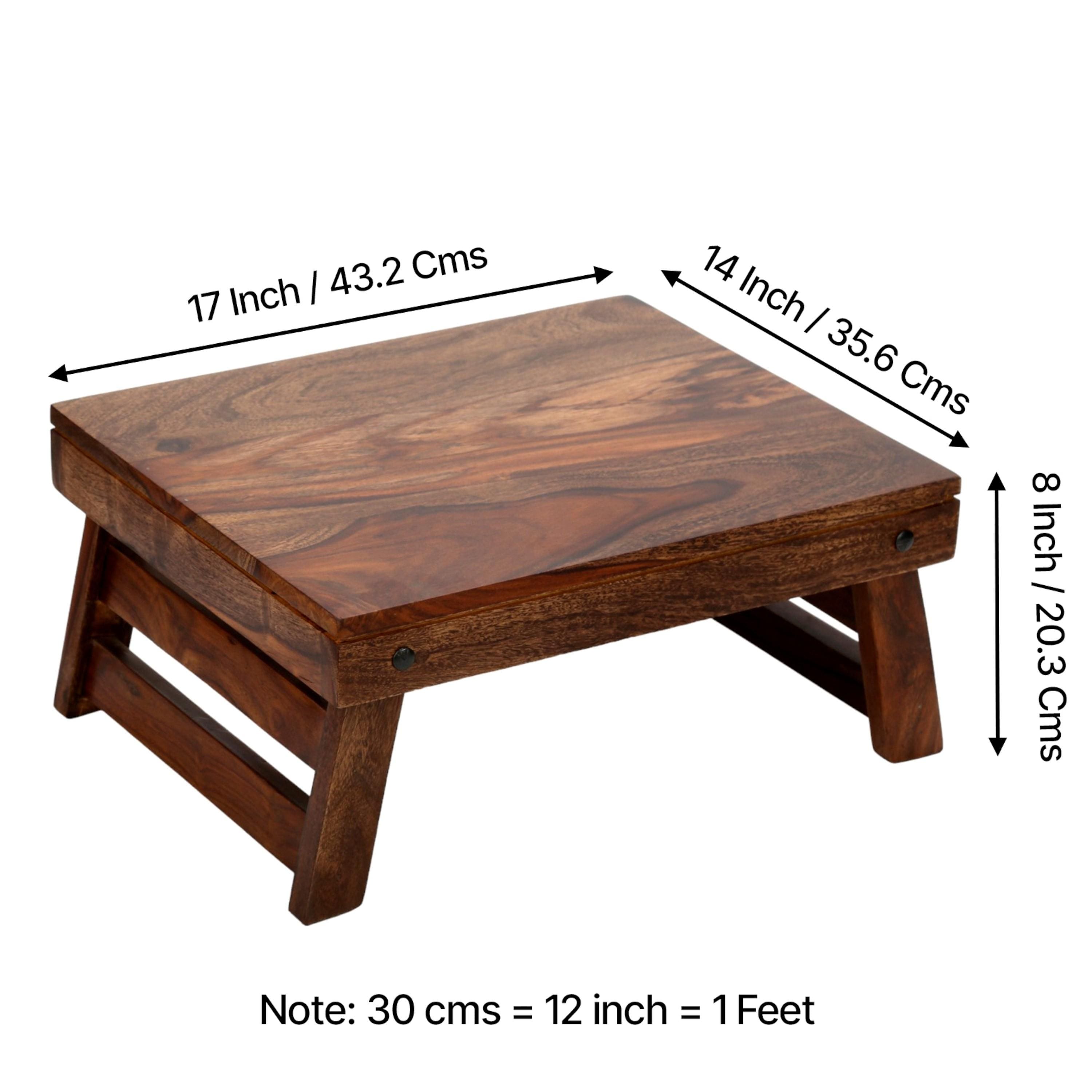 Ohio Sheesham Wood Foldable Laptop Table in Teak Finish