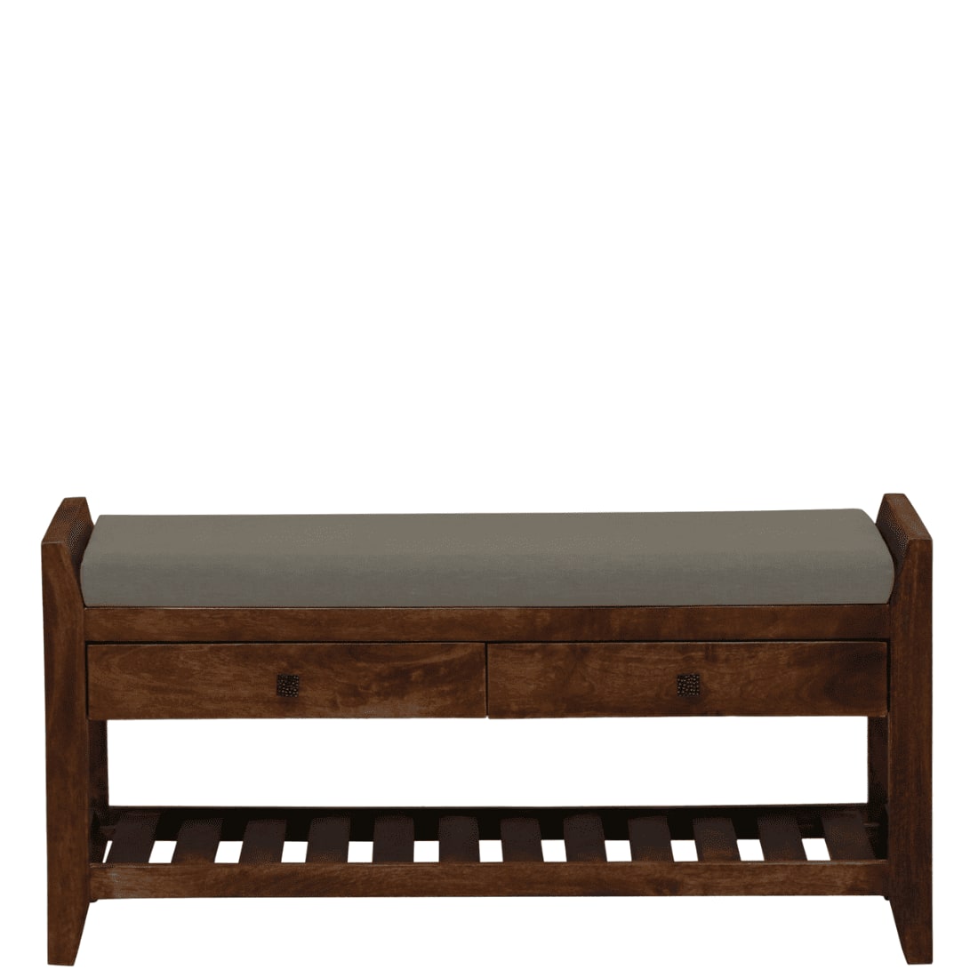 Kongsberg Solid Wood Shoe Rack with Seating in Walnut Brown finish