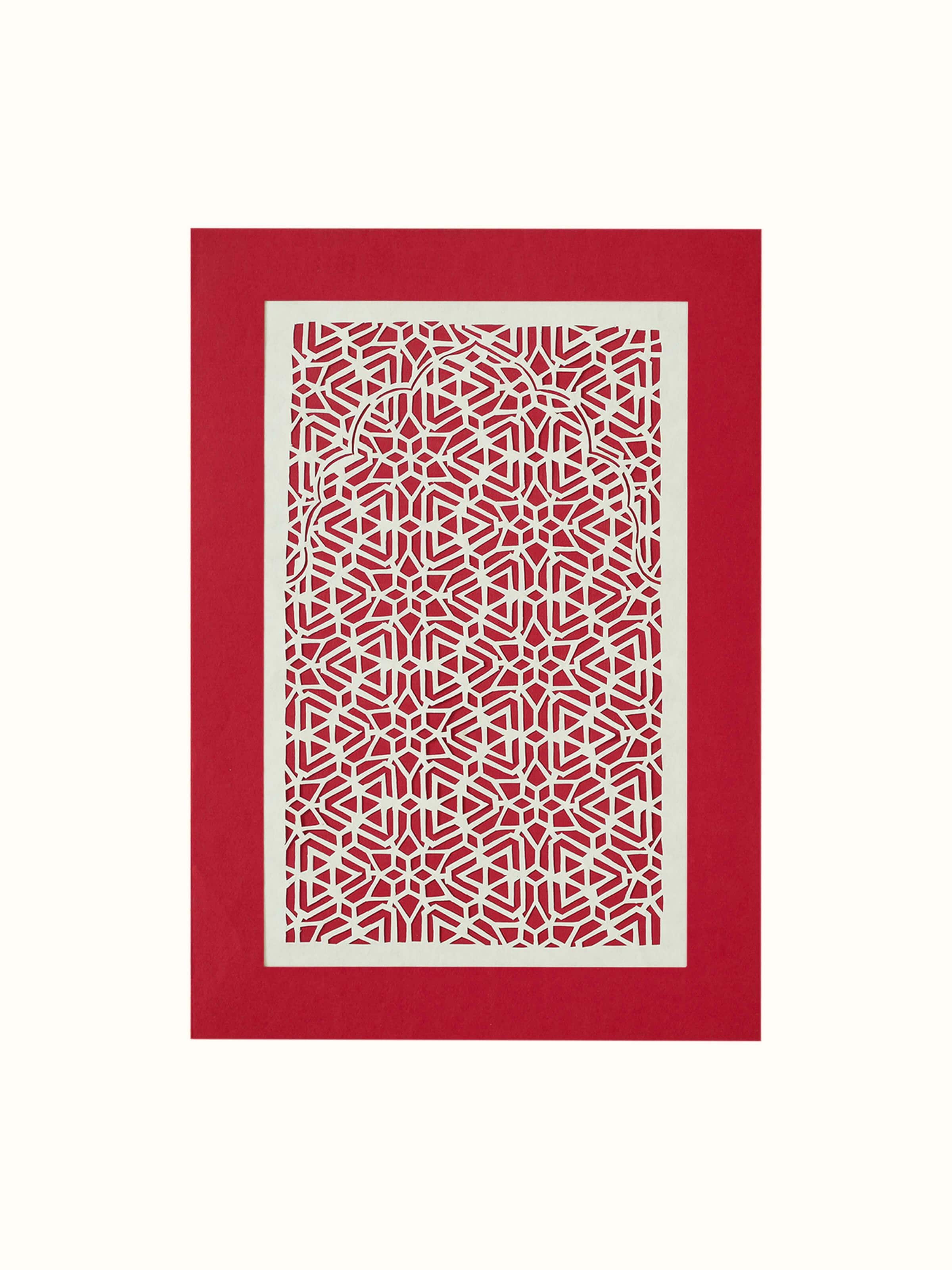 Full view of Sanjhi Paper Stencil Kata Jaali Wall Art, showcasing the intricate stencil design