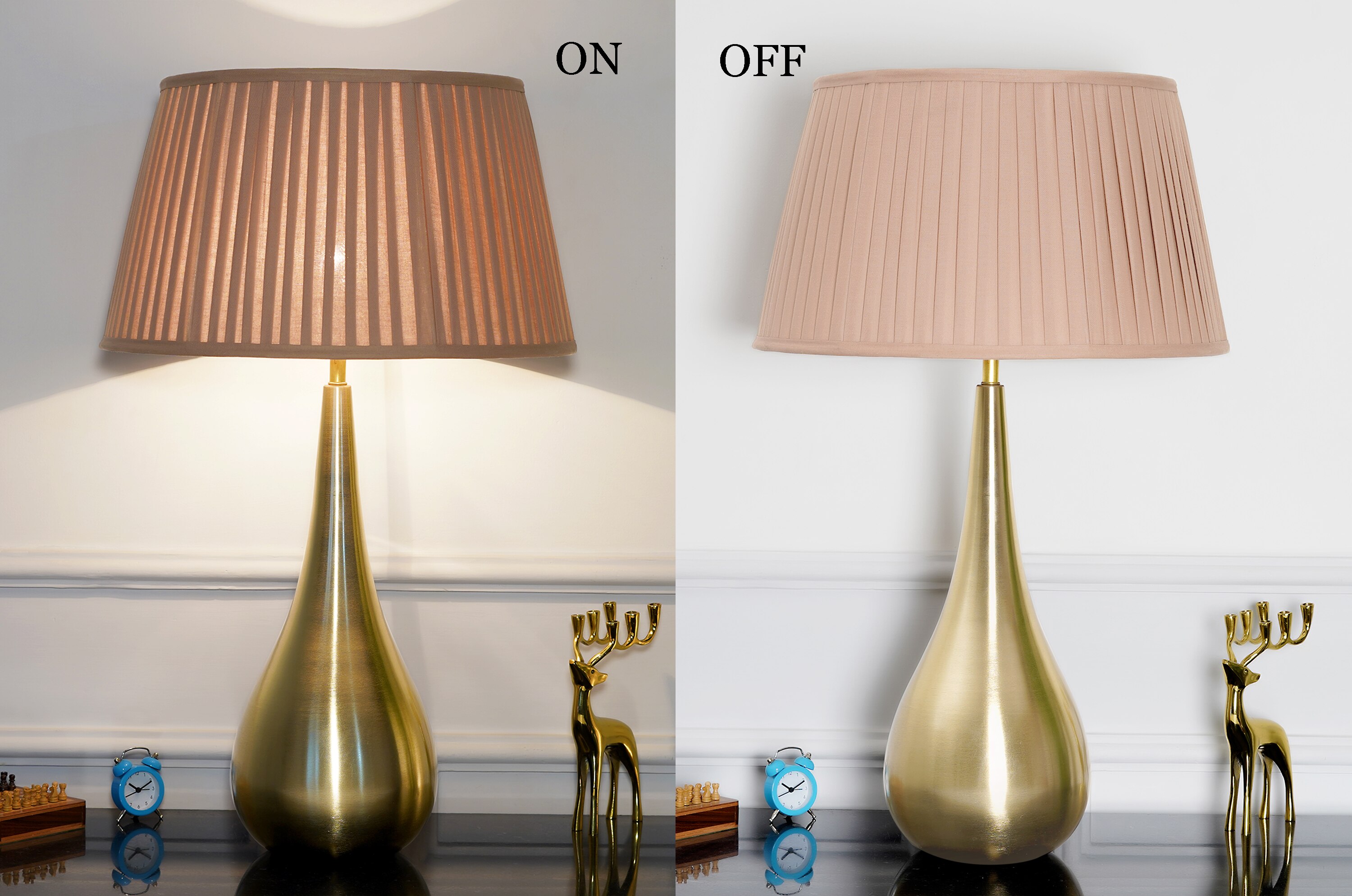 Ignatio Metal Table Lamp With Beige Cotton Shade