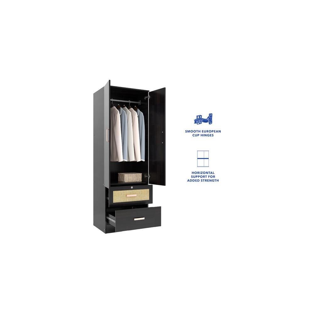 Ren 2 Door Wardrobe with Rattan Drawer