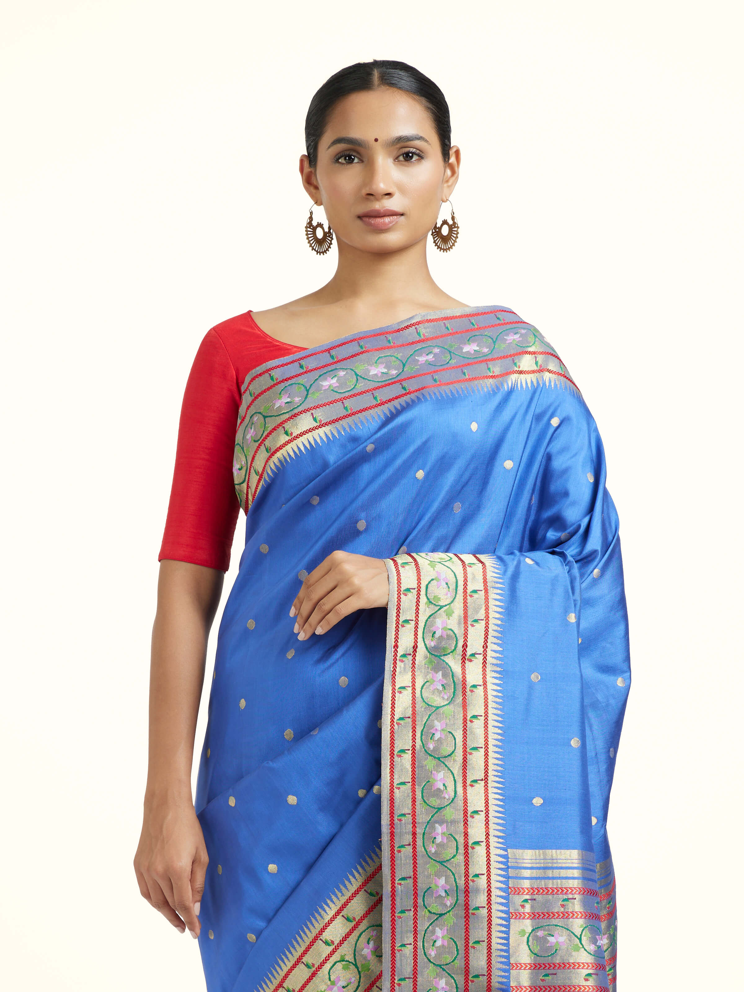 Navy Blue Silk Paithani Zari Ashavli Pallu Saree