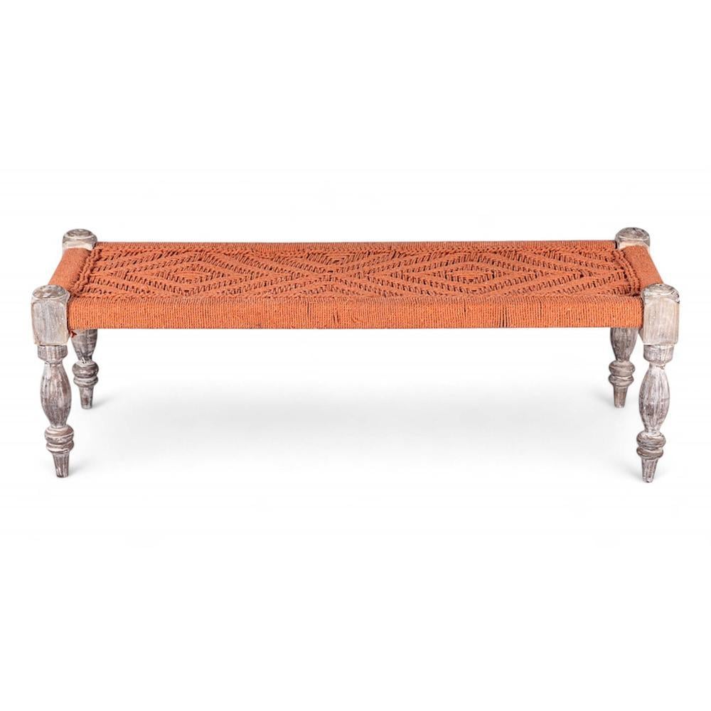 Hamilton Solid Wood Maachi Bench In Orange Canning