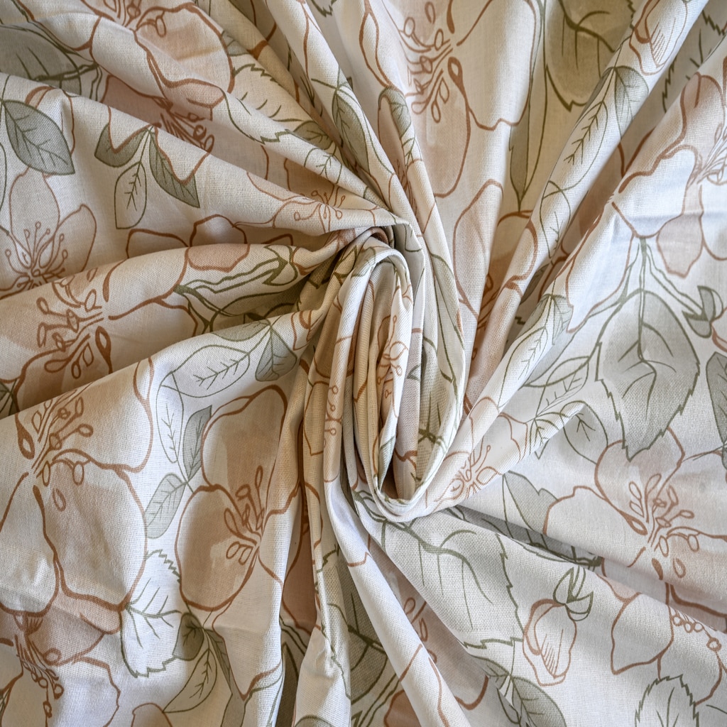 White Floral 400 TC Cotton Flat Super King Size Bedsheet With 2 Pilllow Covers  Threads