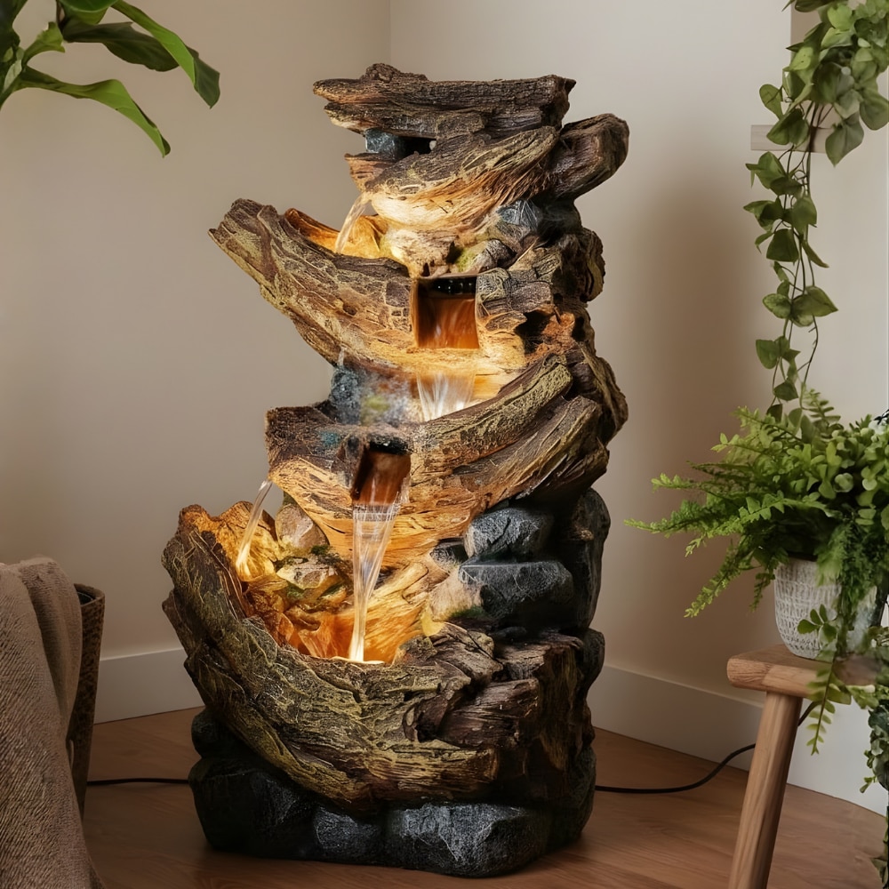 Grey Resting Wood Stonefalls Water Fountain - Expleasia