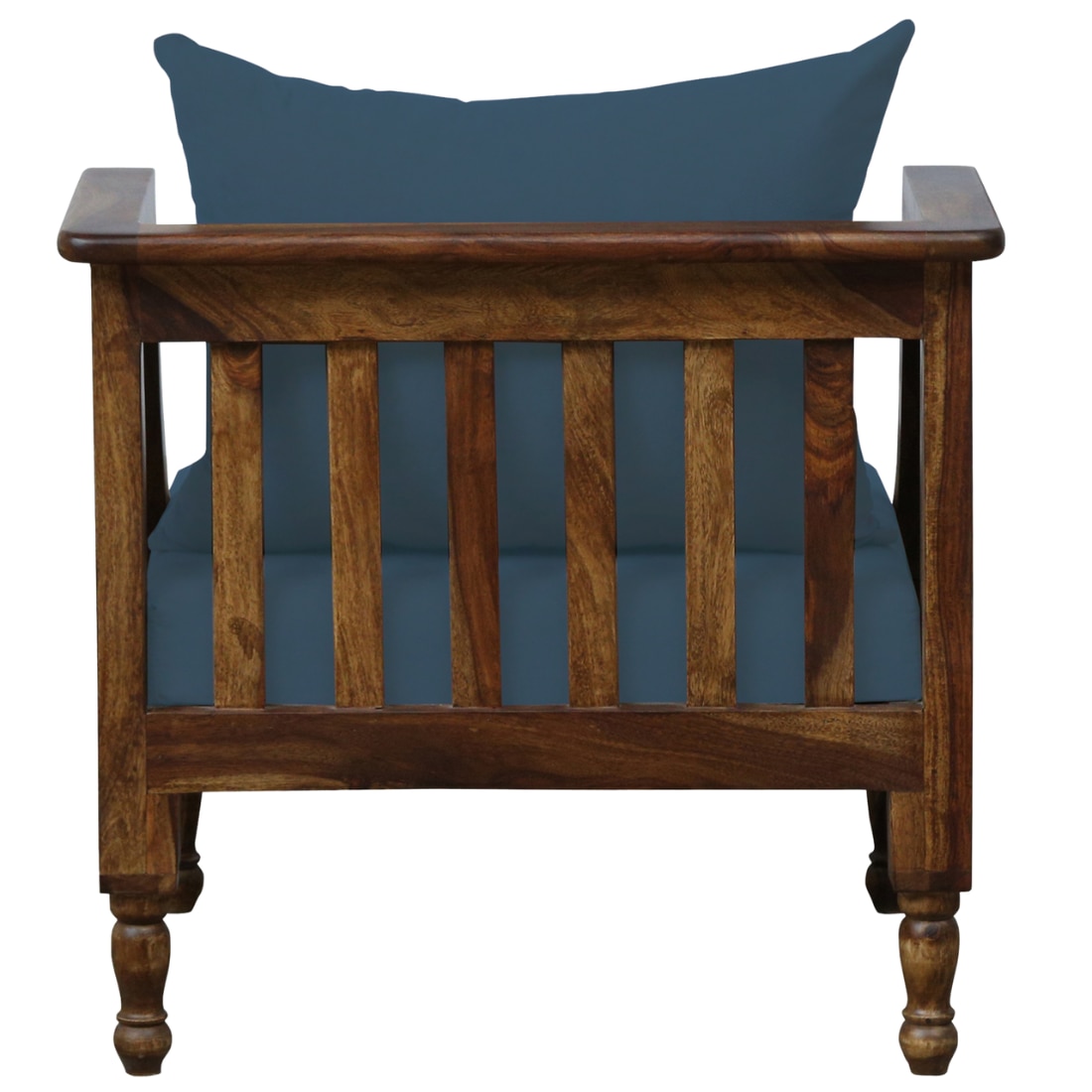 Arden 3+1+1 Seater Wooden Sofa in Blue Fabric