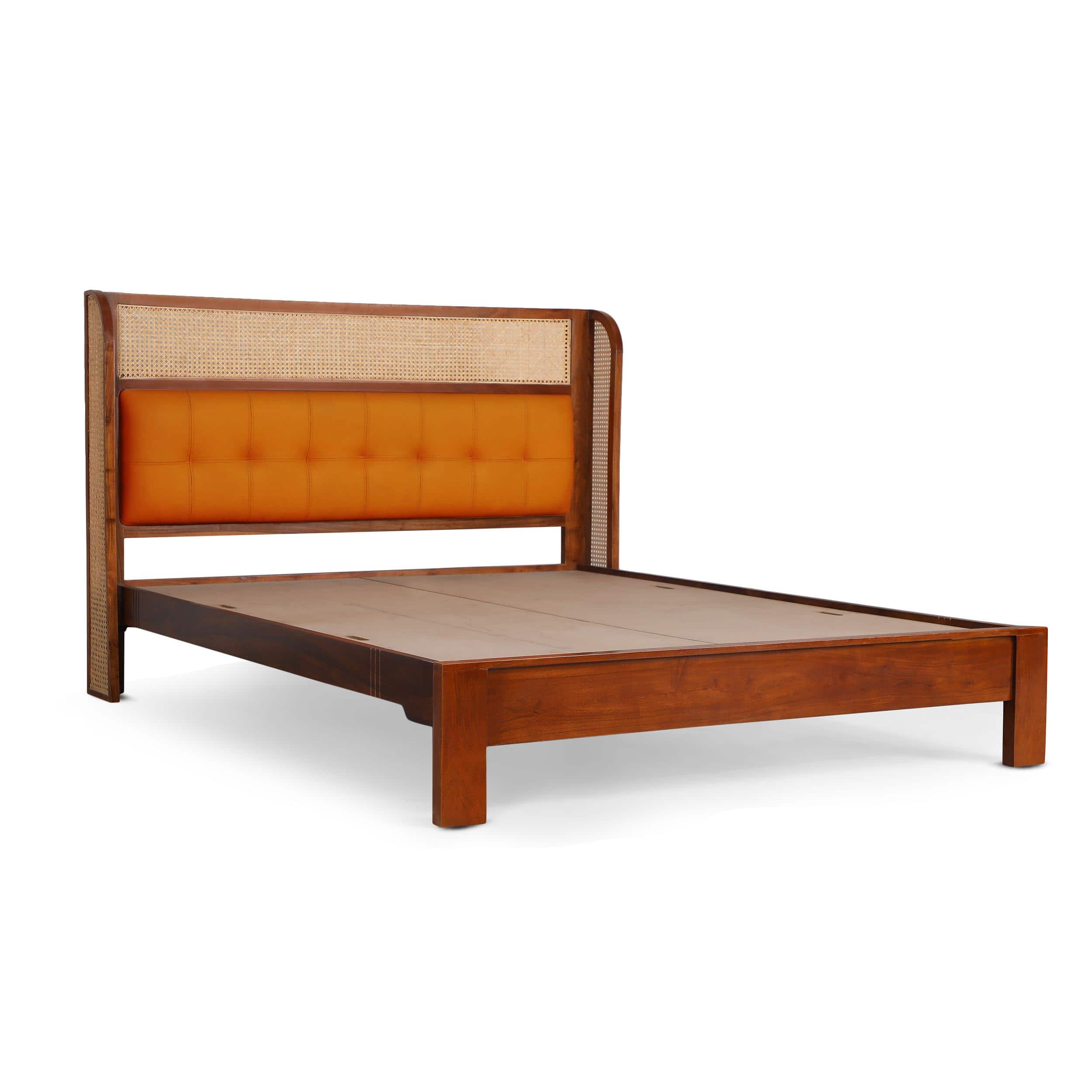 Zenith Comfort Solid Wood Non Storage Queen Bed in Provincial Teak Finish
