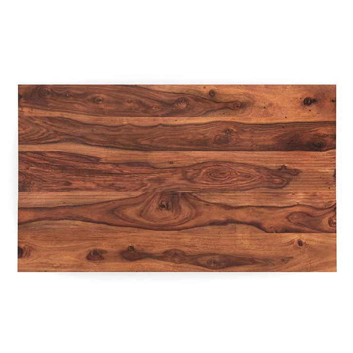 Striado Rectangular Solid Wood Coffee Table In Teak Finish