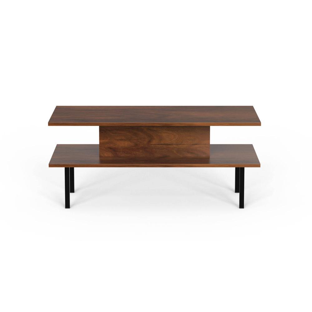 Eatame Engineered Wood Coffee Center Sofa Tea/Teapoy Console Table With Metal Legs For Sofa Set Living Room Home Hall (Brown Maple)