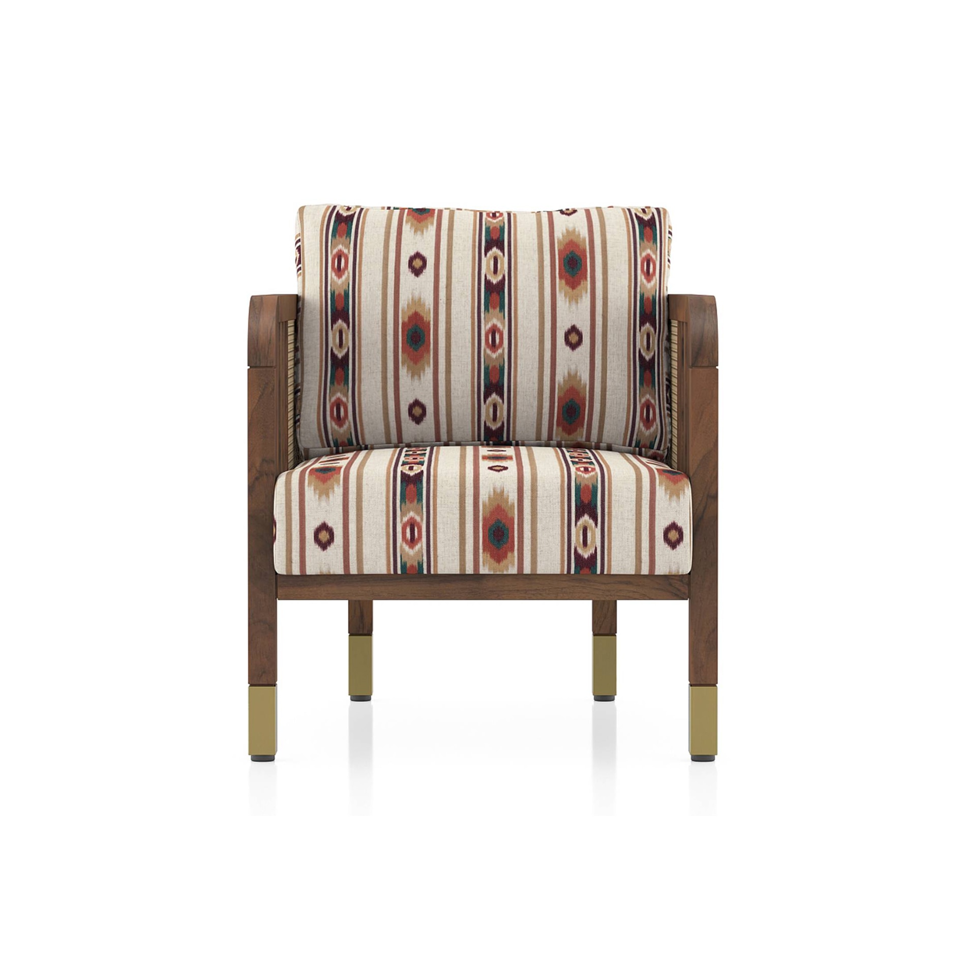 Taran 1 Seater Wooden Sofa in Sunset Ikat Stripes Colour