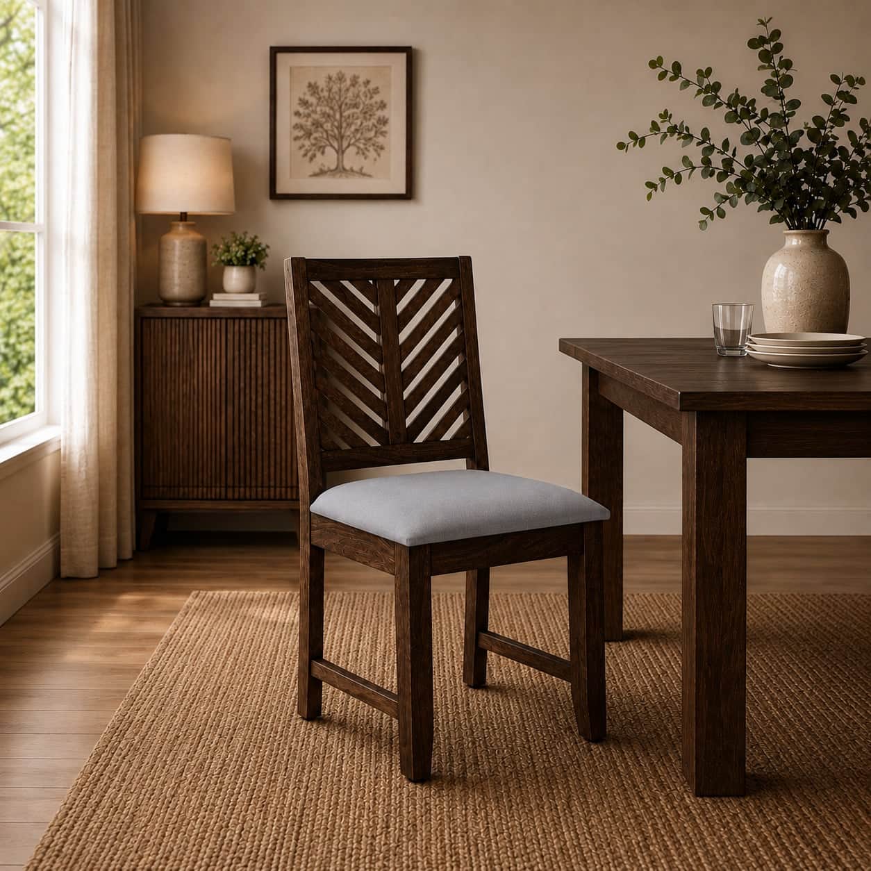 Alaca Sheesham Wood Dining Chairs in Provincial Teak Finish Set of 2 - Woodenmood