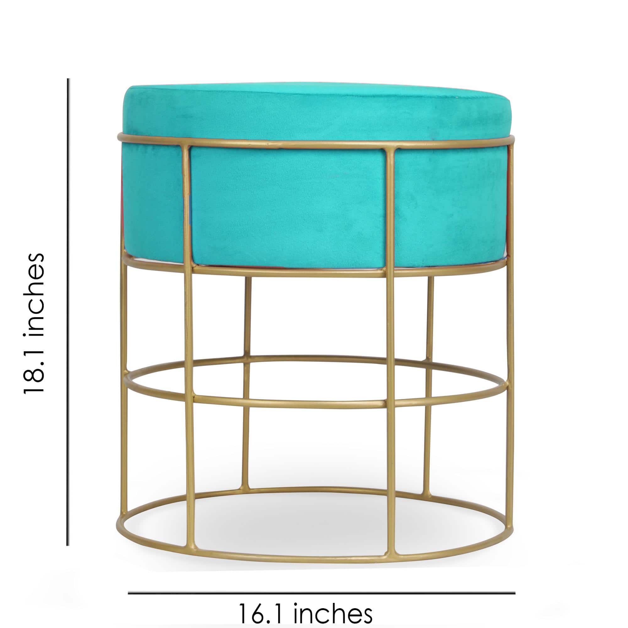 Orion Solid Wood  Ottomon in  Blue Colour